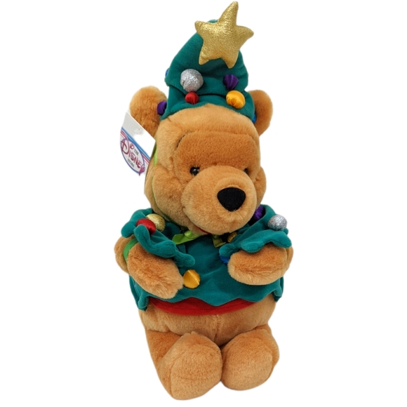 Vintage 90s Disney Store Winnie the Pooh Christmas Tree Plush Stuffed Animal NWT - Picture 8 of 8